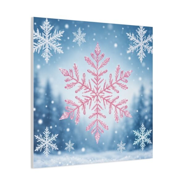 Pink Snowflake Wall Canvas — Winter Holiday Home Decor - Image 3