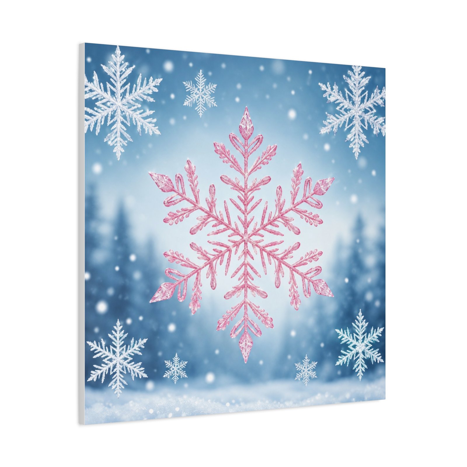 Pink Snowflake Wall Canvas — Winter Holiday Home Decor - Image 3