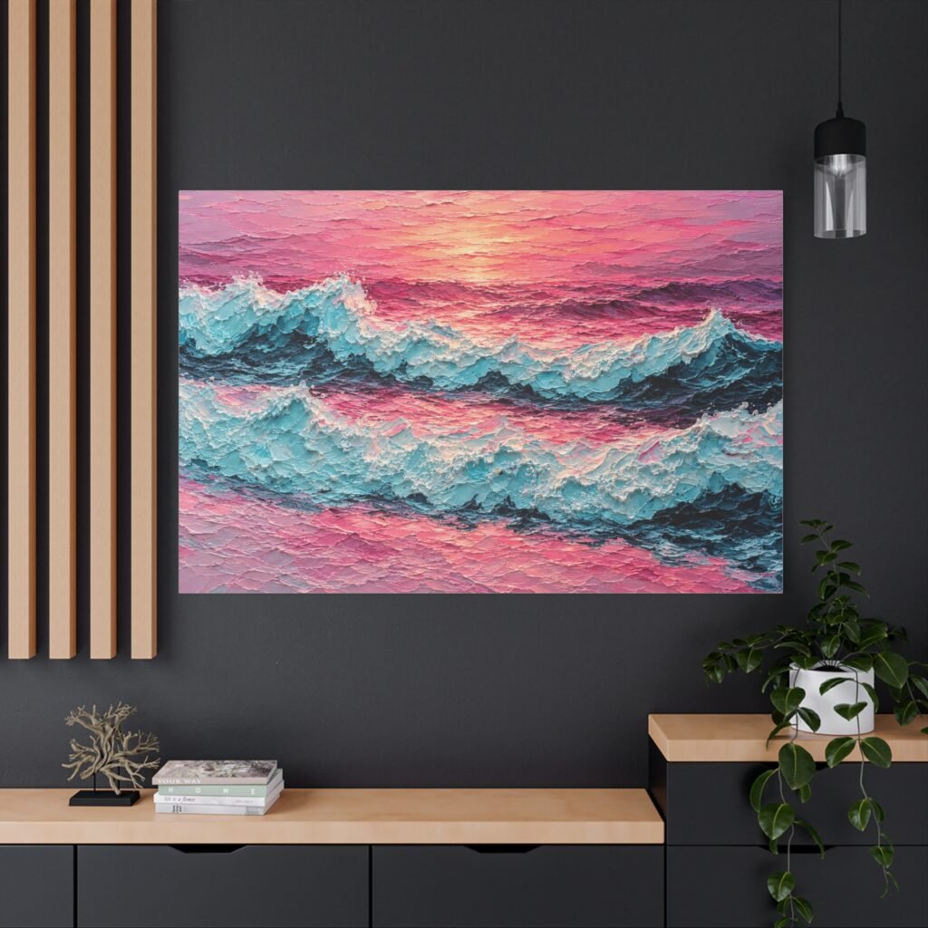 Sunset Ocean Waves Matte Canvas Print
