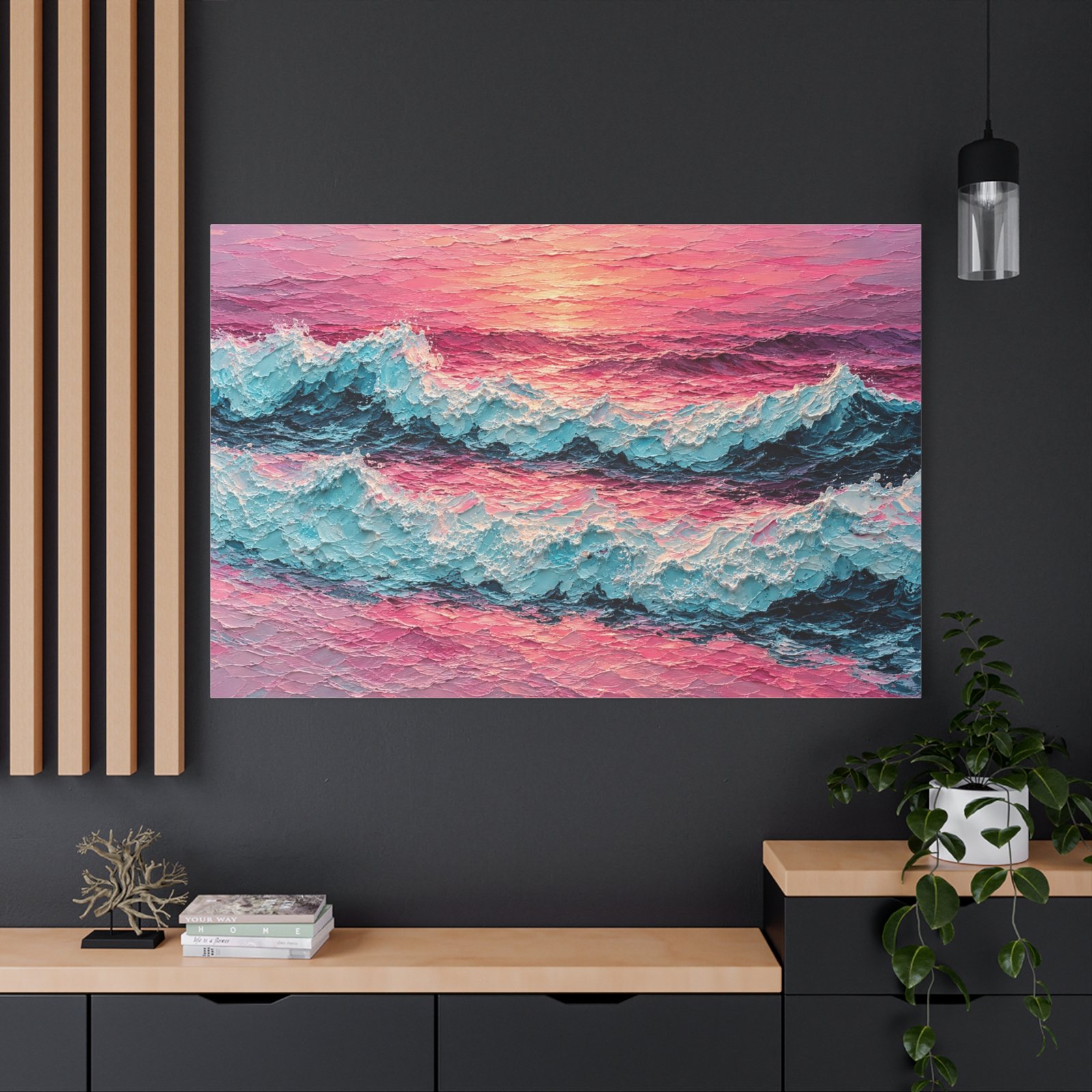 Sunset Ocean Waves Matte Canvas Print - Image 4