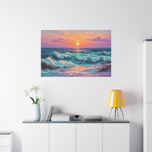 Sunset Ocean Waves Matte Canvas Print — Seaside Beach Wall Art - Image 43