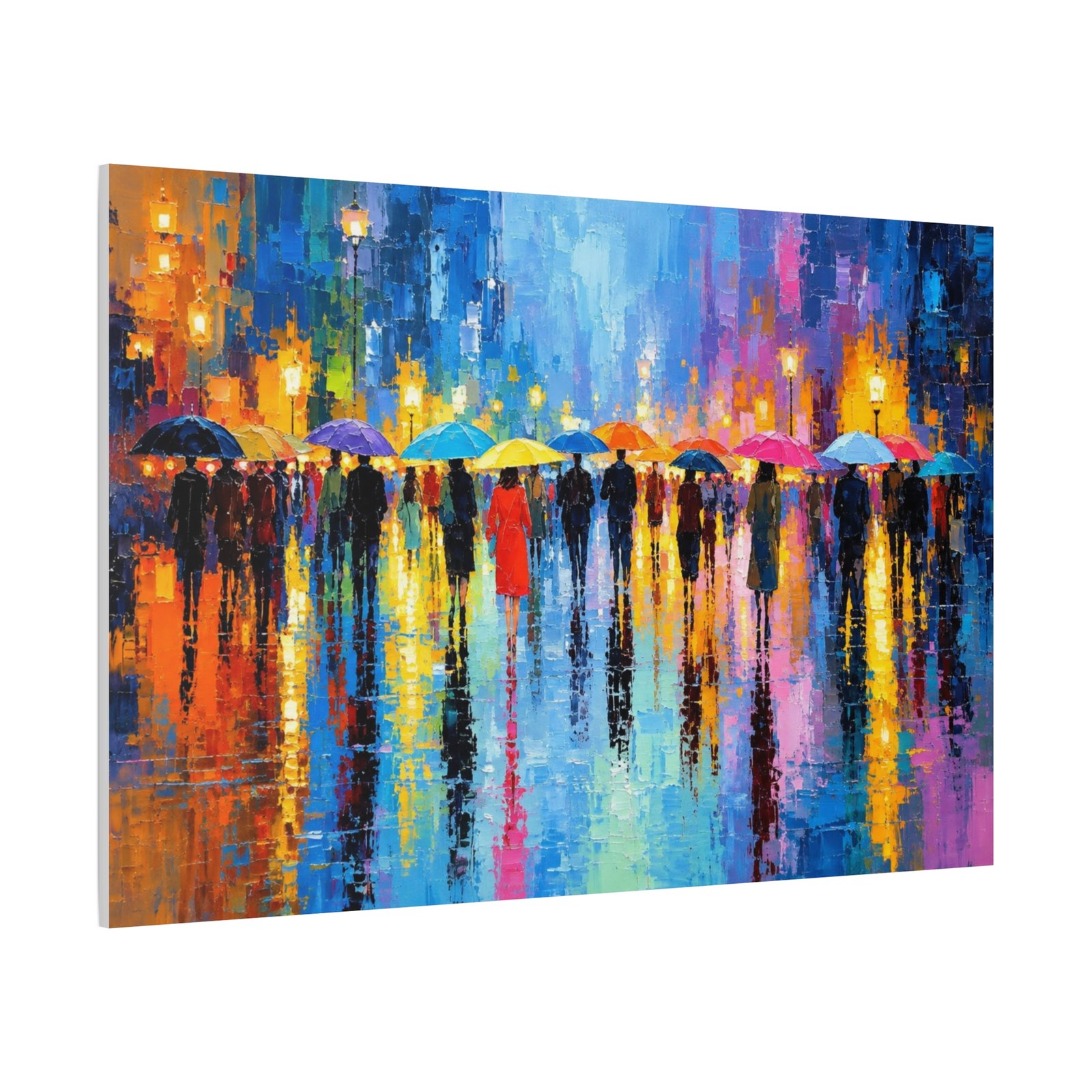 Colorful City Rainscape Matte Canvas Print — Stretched 1.25" Wall Art - Image 2