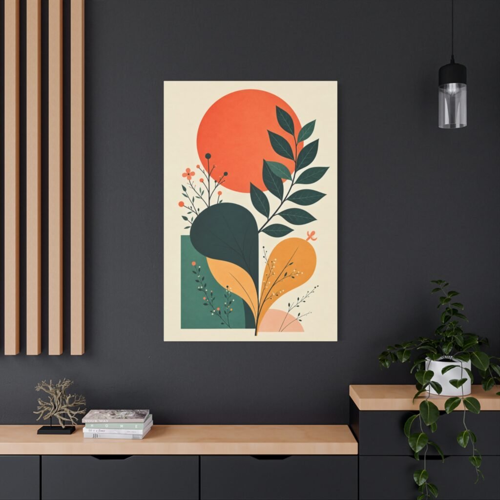 Abstract Botanical Canvas Print — Modern Mid Century Wall Art
