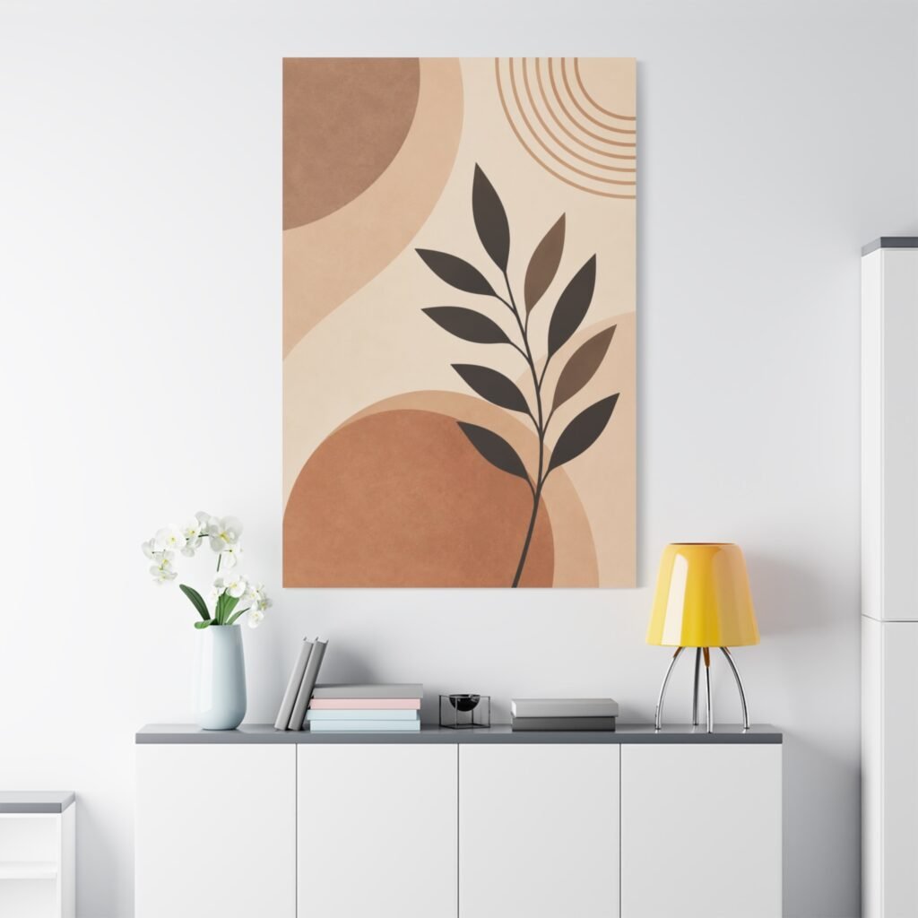 Abstract Earth-Tone Botanical Canvas Print — Matte Stretched Wall Art