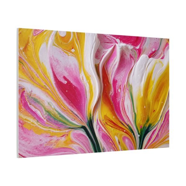 Abstract Floral Pour Art Matte Canvas Print — Pink & Yellow Stretched Wall Art - Image 3