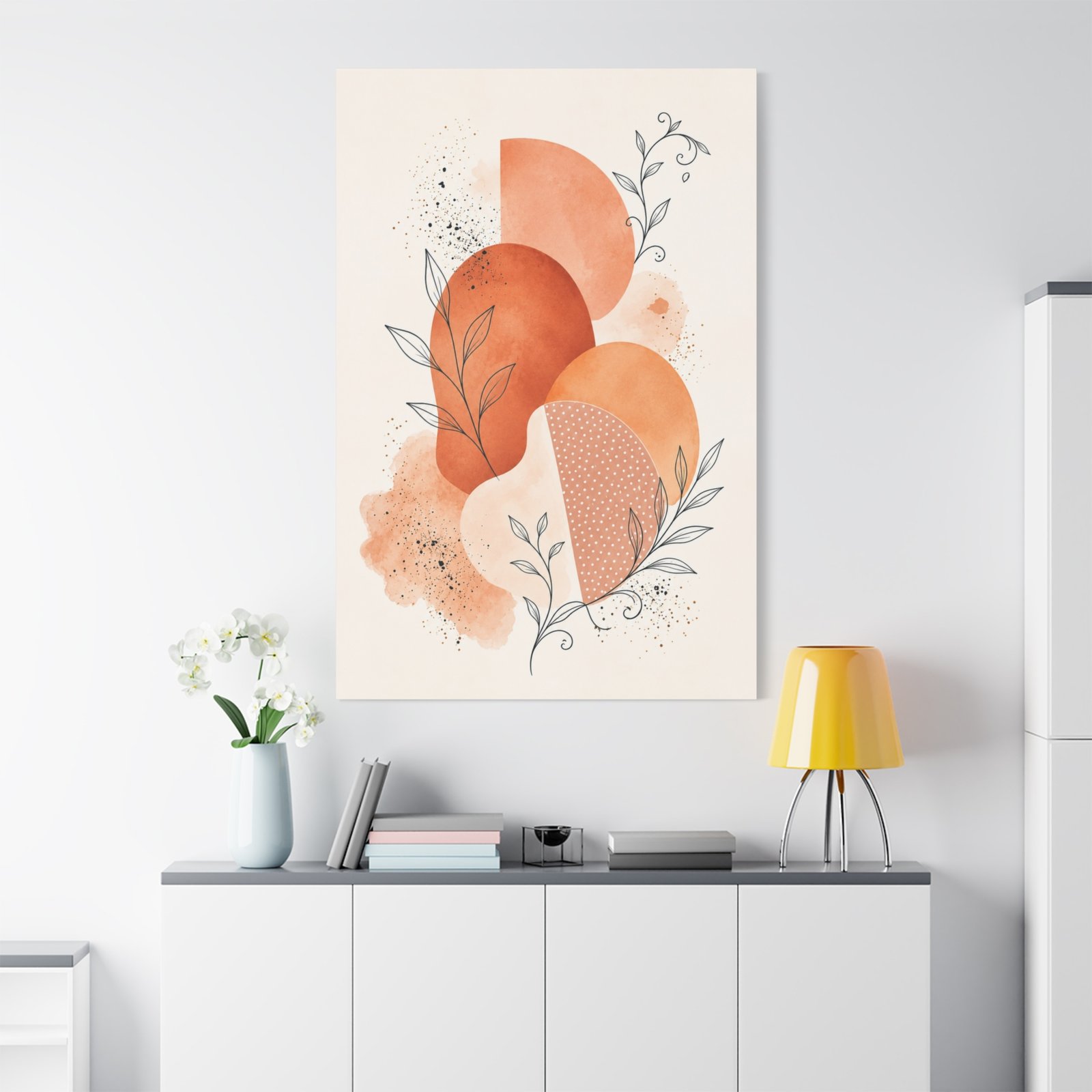 Abstract Terracotta Shapes Canvas Art - Modern Botanical Wall Decor - Image 1