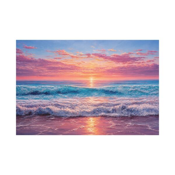 Sunset Ocean Canvas Print — Stretched Matte Seascape Wall Art - Image 1