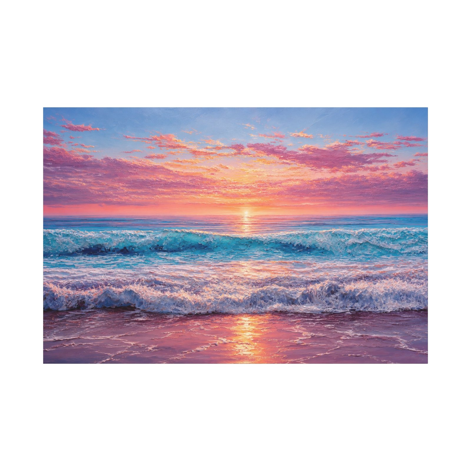 Sunset Ocean Canvas Print — Stretched Matte Seascape Wall Art - Image 1