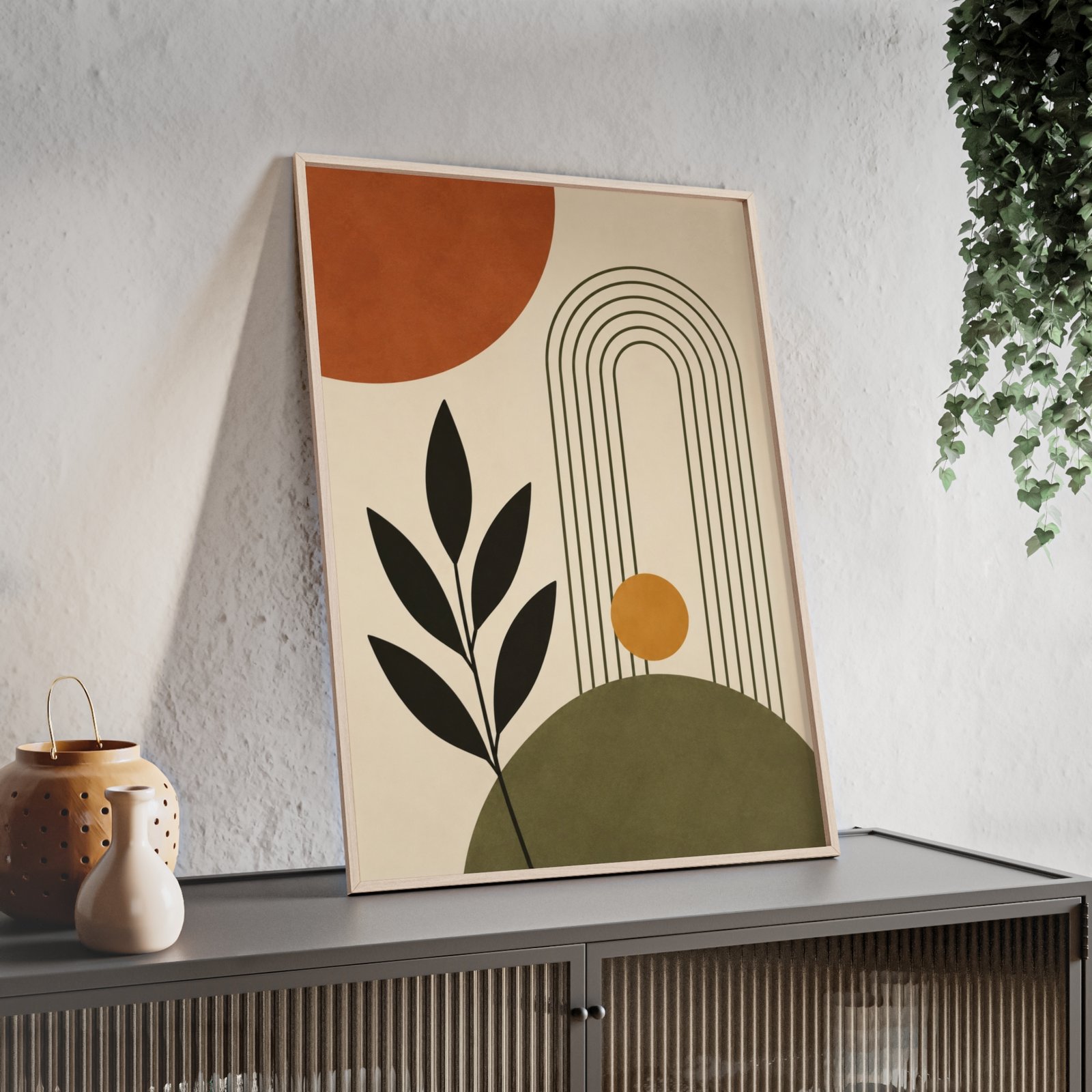 Mid-Century Abstract Framed Poster —Boho Wall Art - Image 2