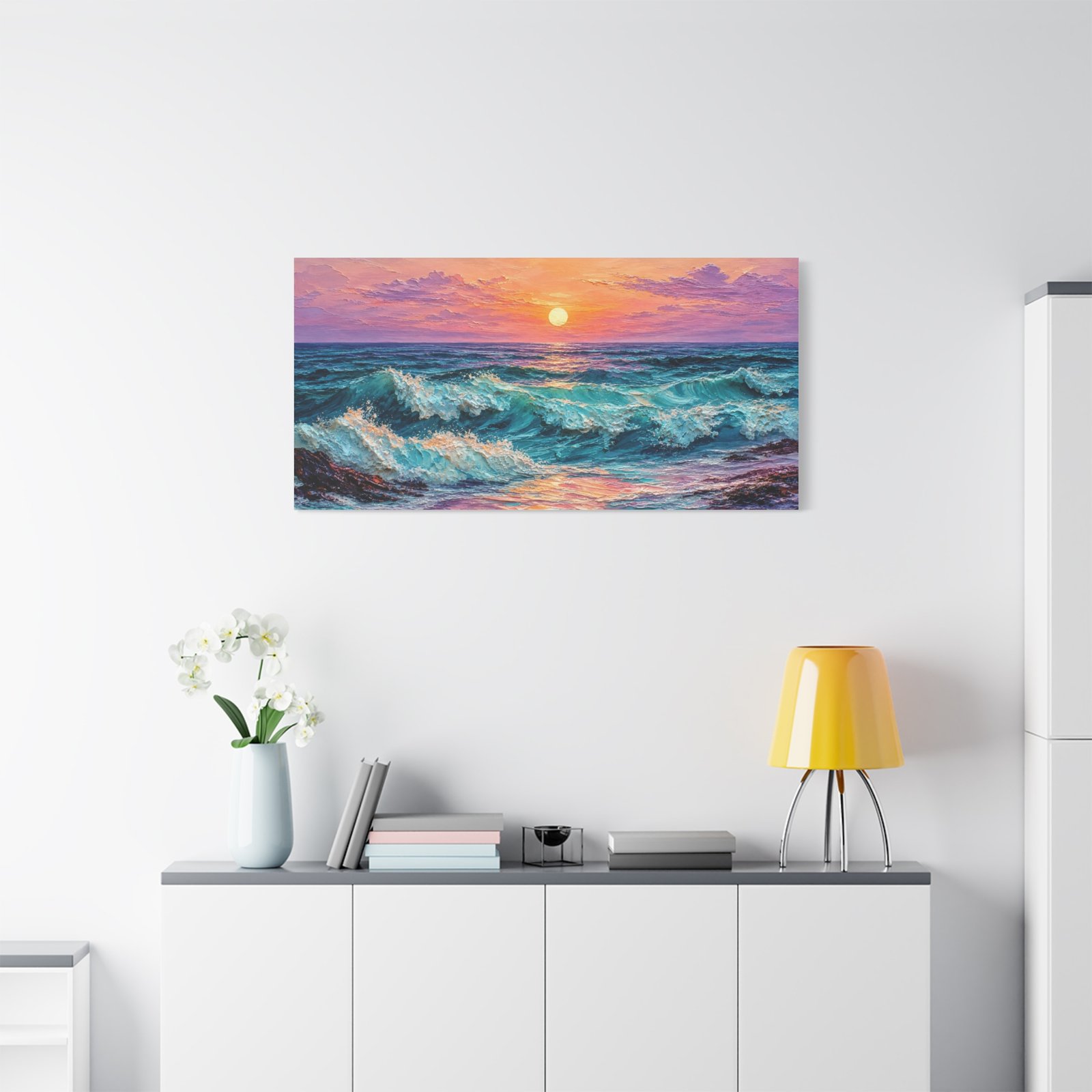 Sunset Ocean Waves Matte Canvas Print — Seaside Beach Wall Art - Image 39