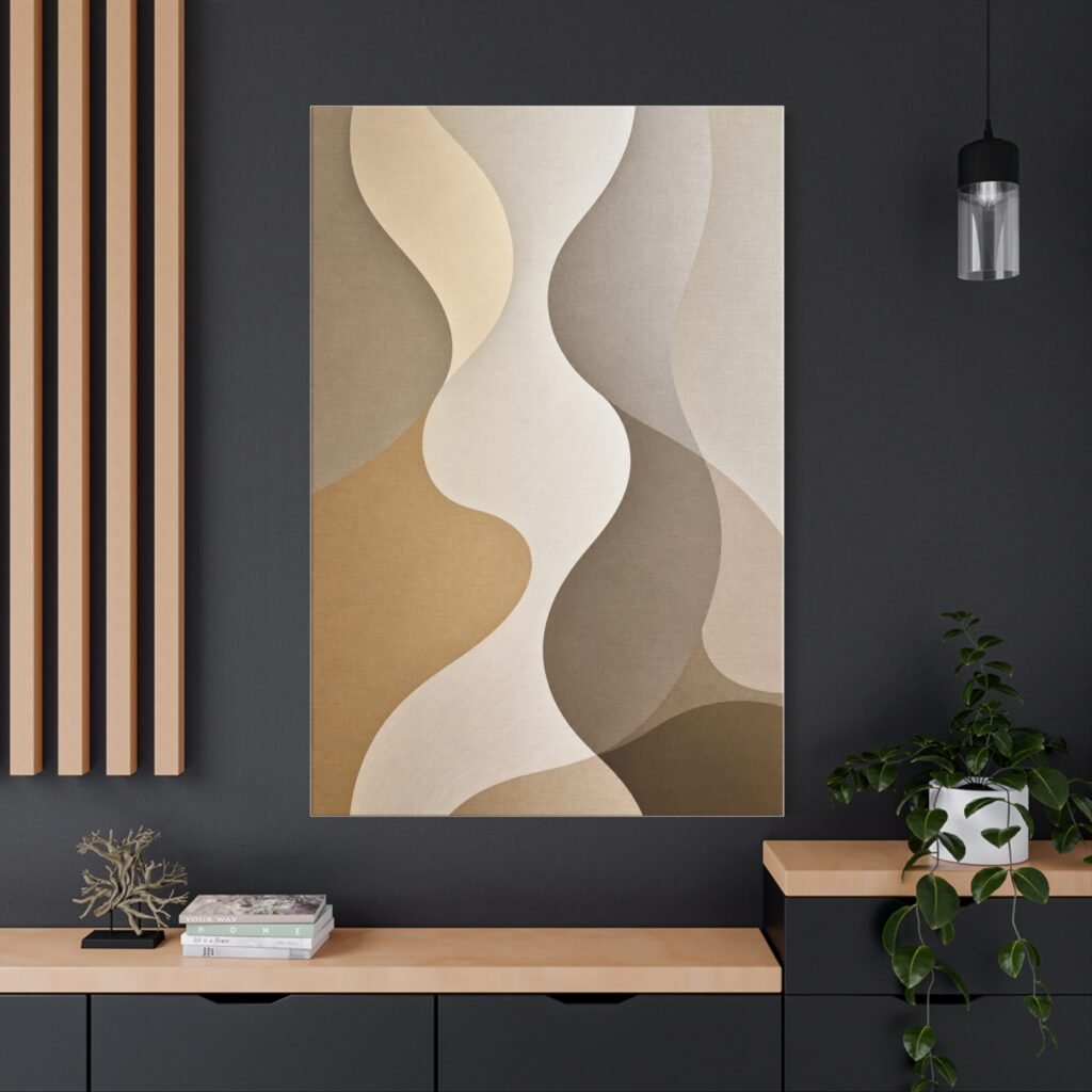 Abstract Beige Wave Canvas Print — Neutral Minimal Wall Art