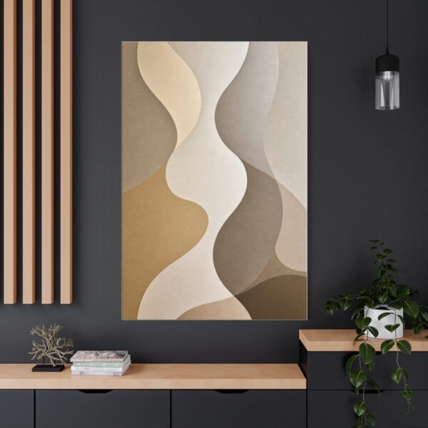 Abstract Beige Wave Canvas Print — Neutral Minimal Wall Art - Image 4