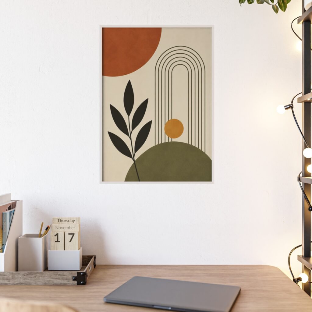 Mid-Century Abstract Framed Poster —Boho Wall Art