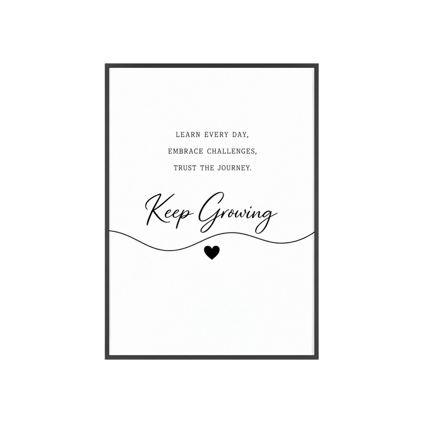 Keep Growing Inspirational Wall Poster with Wooden Frame — Motivational Home Décor - Image 1
