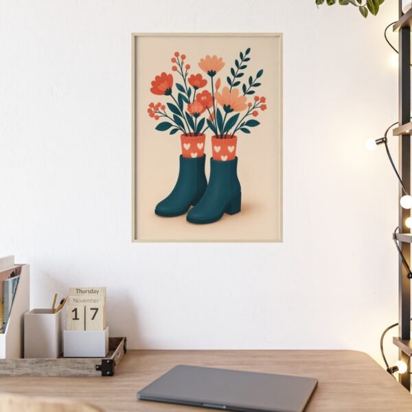 Framed Floral Boots Print — Rustic Botanical Wall Art Poster - Image 3
