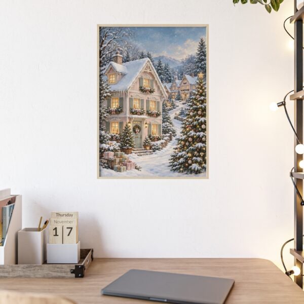 Framed Winter Cottage Christmas Poster - Image 4