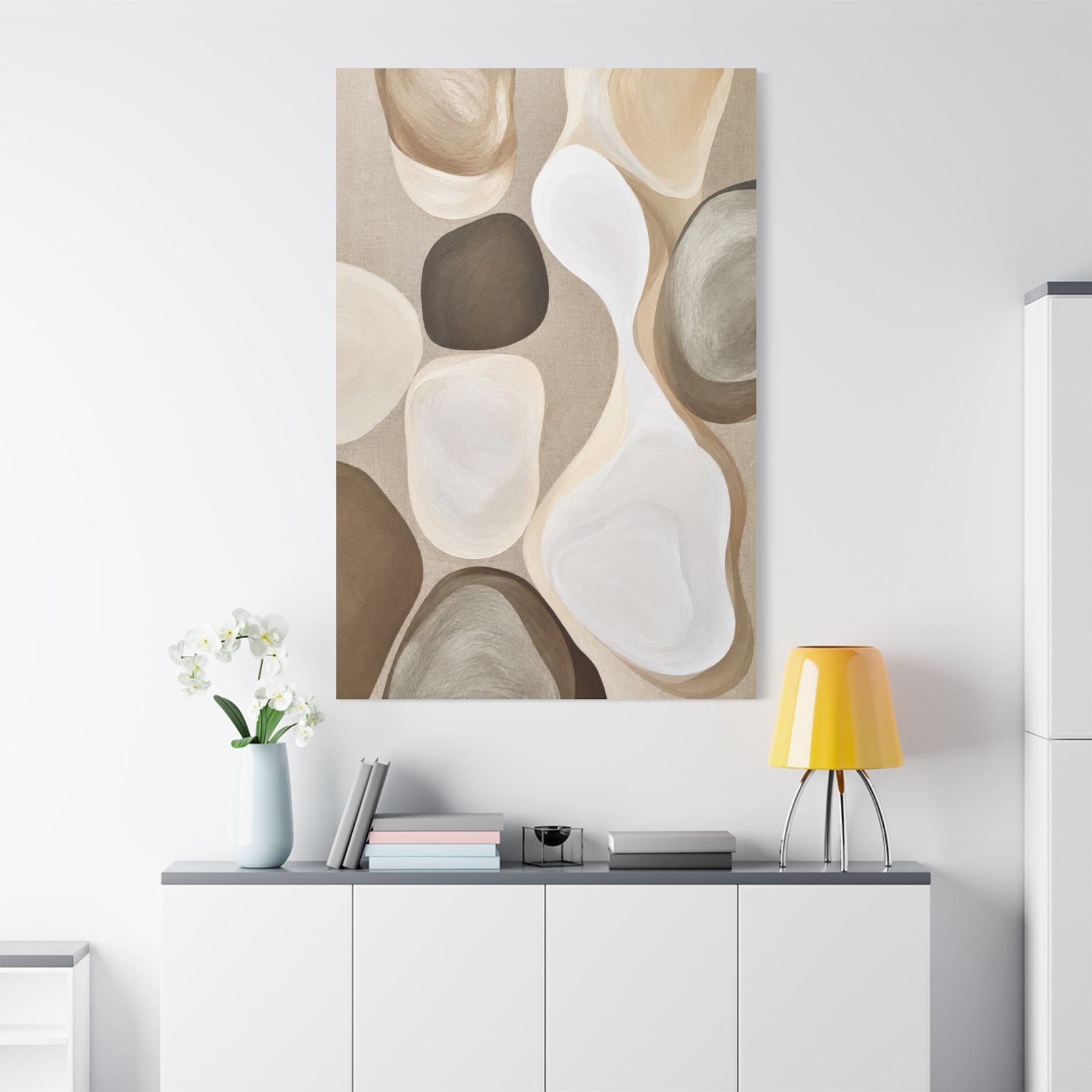 Neutral Abstract Canvas Wall Art – Beige & Brown Organic Shapes, Matte Stretched 1.25" - Image 1