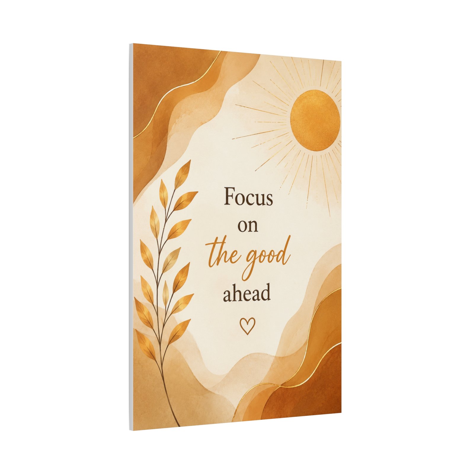 Inspirational Wall Art Canvas – "Focus on the Good Ahead" Sun & Leaf Print - Image 3