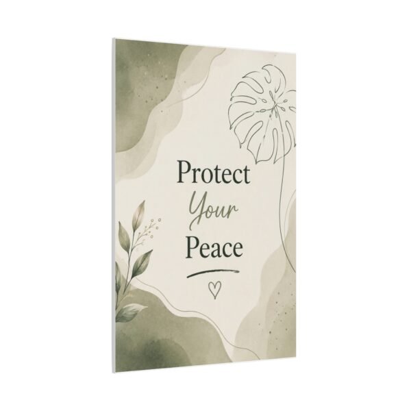 Protect Your Peace Matte Canvas Wall Art — Botanical Self-Care Quote - Image 3
