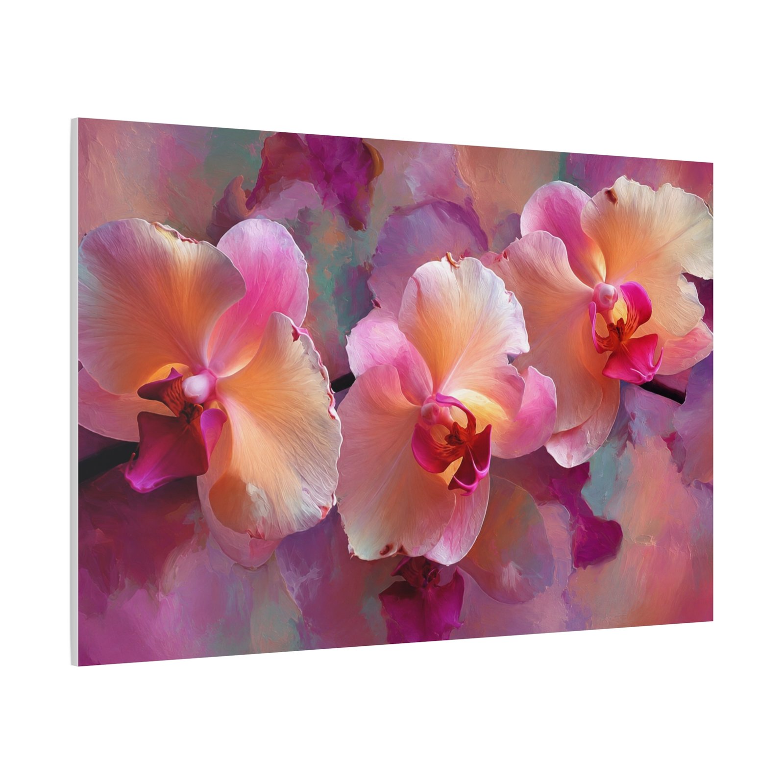 Orchid Bloom Matte Canvas Wall Art — Pink Peach Floral Stretched Canvas - Image 3