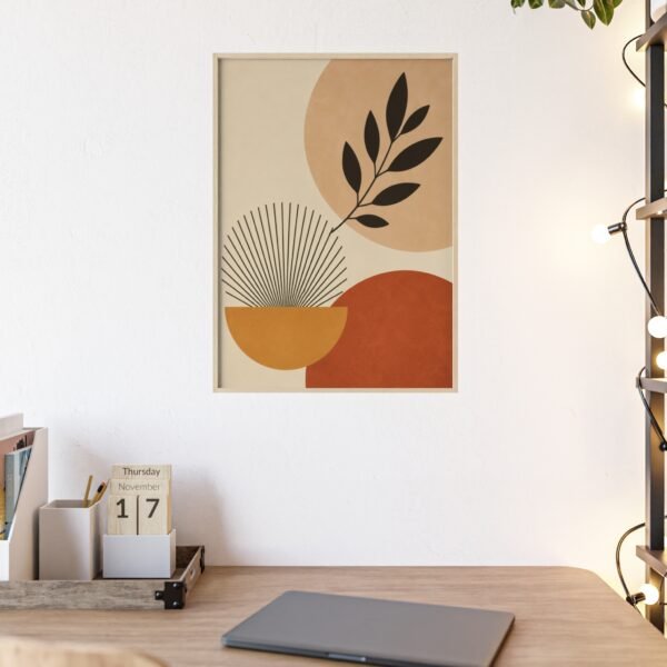 Boho Botanical Poster with Wooden Frame — Mid-Century Modern Wall Art - Image 2