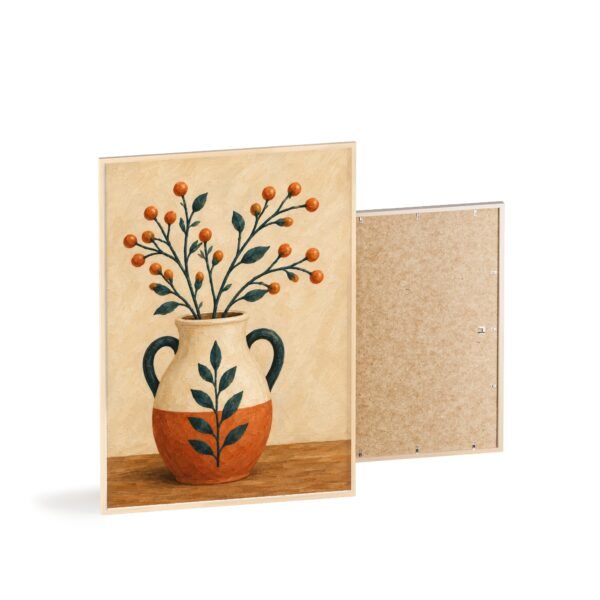 Botanical Vase Poster with Wooden Frame — Rustic Floral Wall Art Print - Image 4