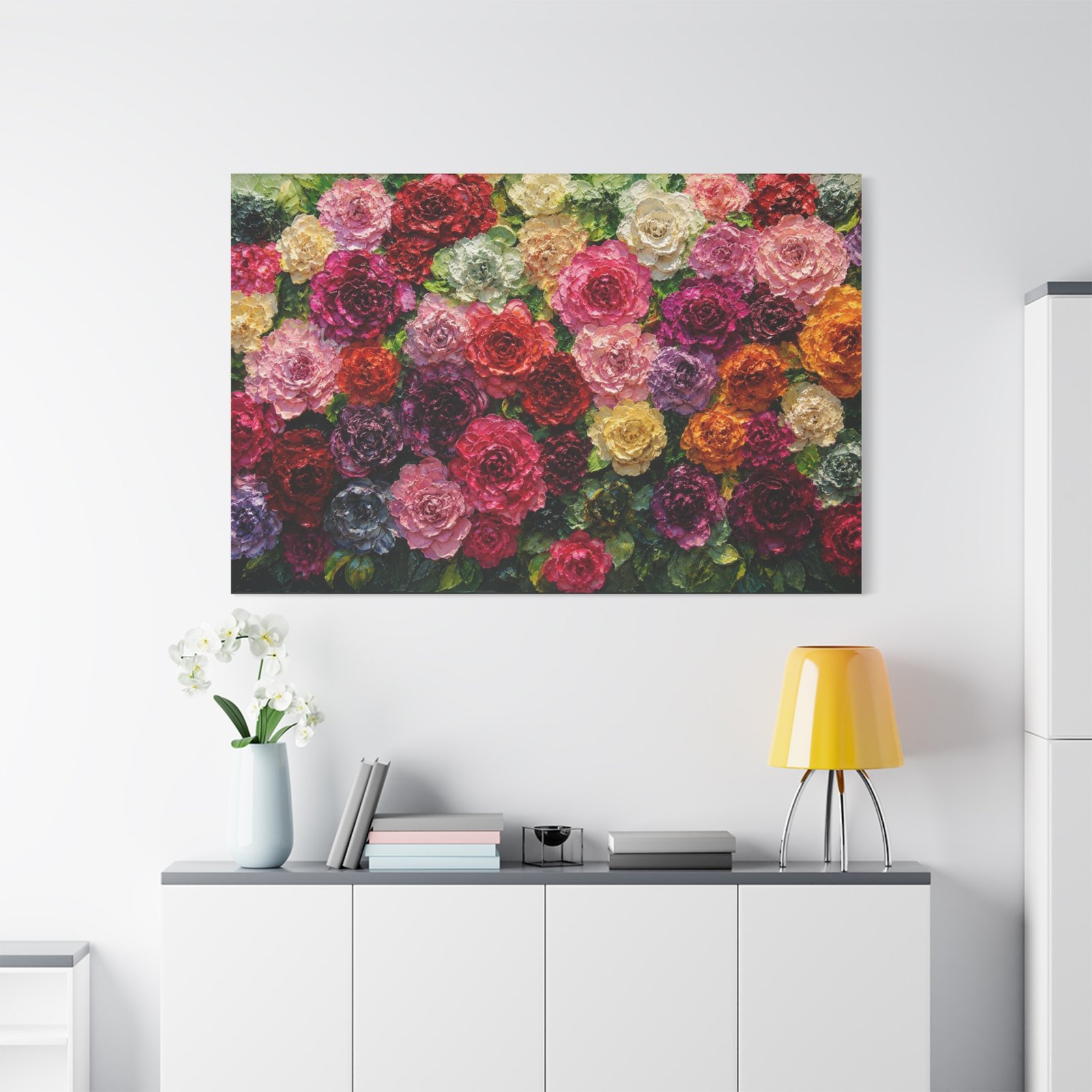 Floral Rose Garden Matte Canvas Print — Stretched Wall Art - Image 1