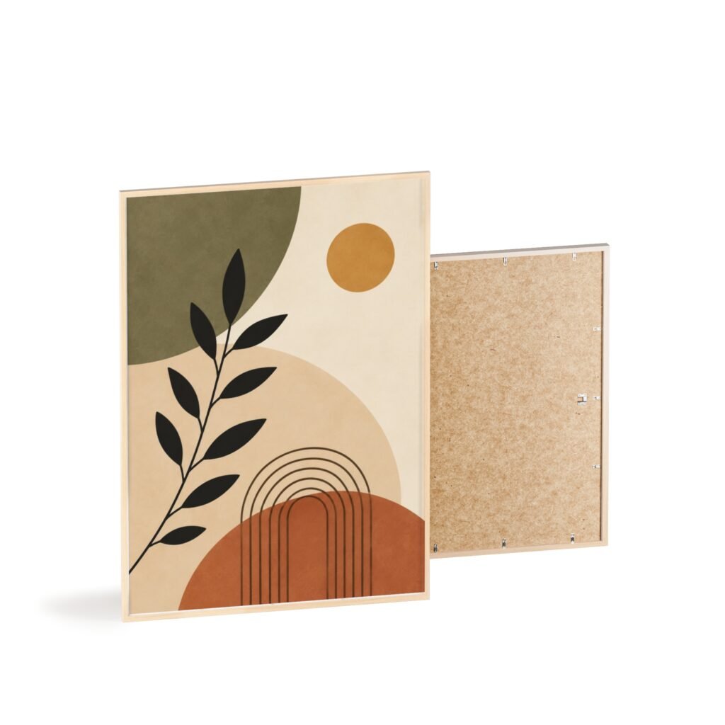 Boho Poster with Wooden Frame — Midcentury Earth Tone Wall Art
