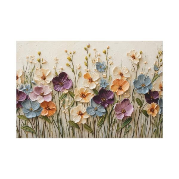 Pastel Wildflower Garden Canvas Print — Stretched Matte Floral Wall Art - Image 2