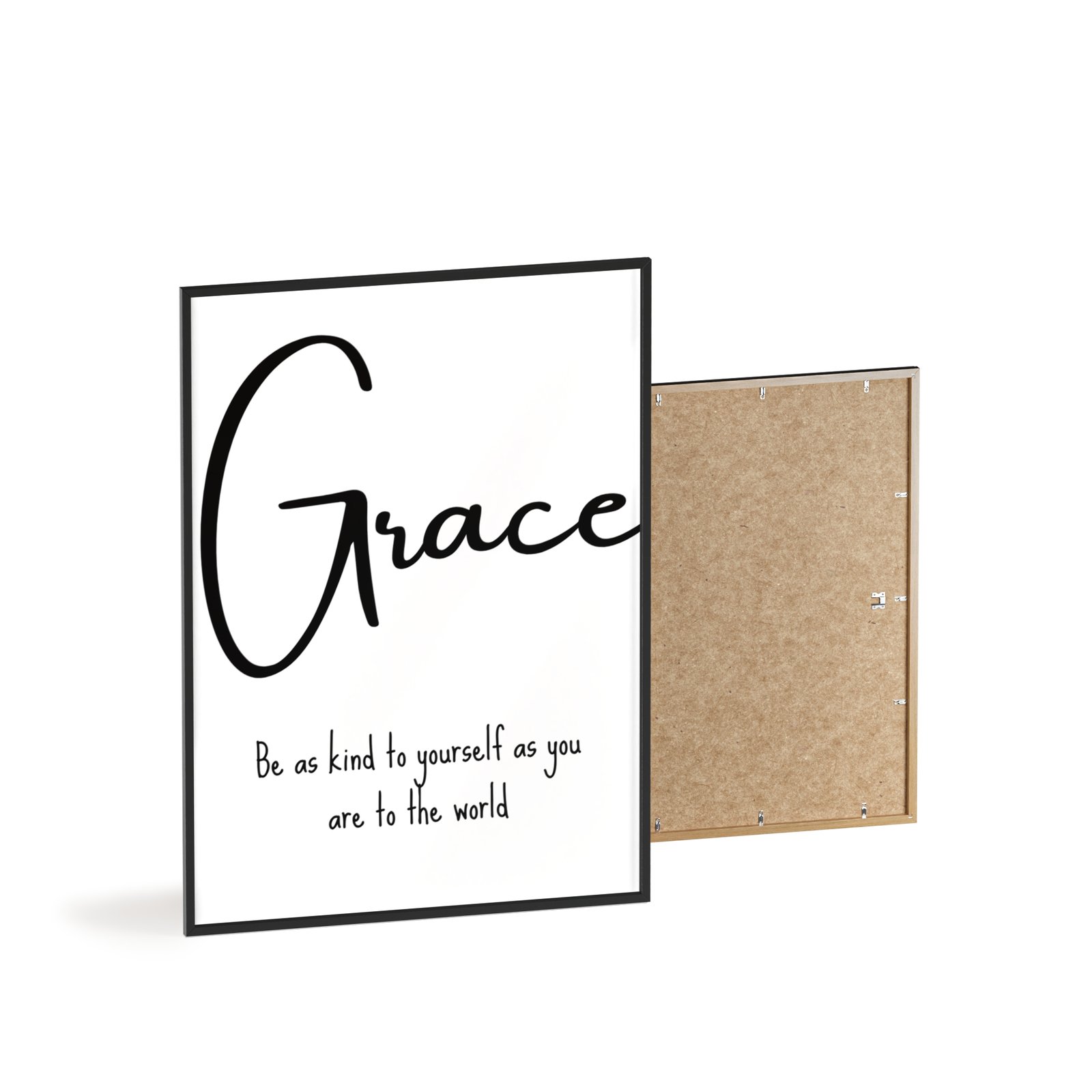 Grace Inspirational Wall Poster with Wooden Frame — "Be as kind to yourself as you are to the world" - Image 4