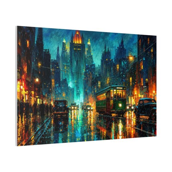 City Nightscape Matte Canvas Print — Rainy Neon Streetscape Wall Art - Image 2