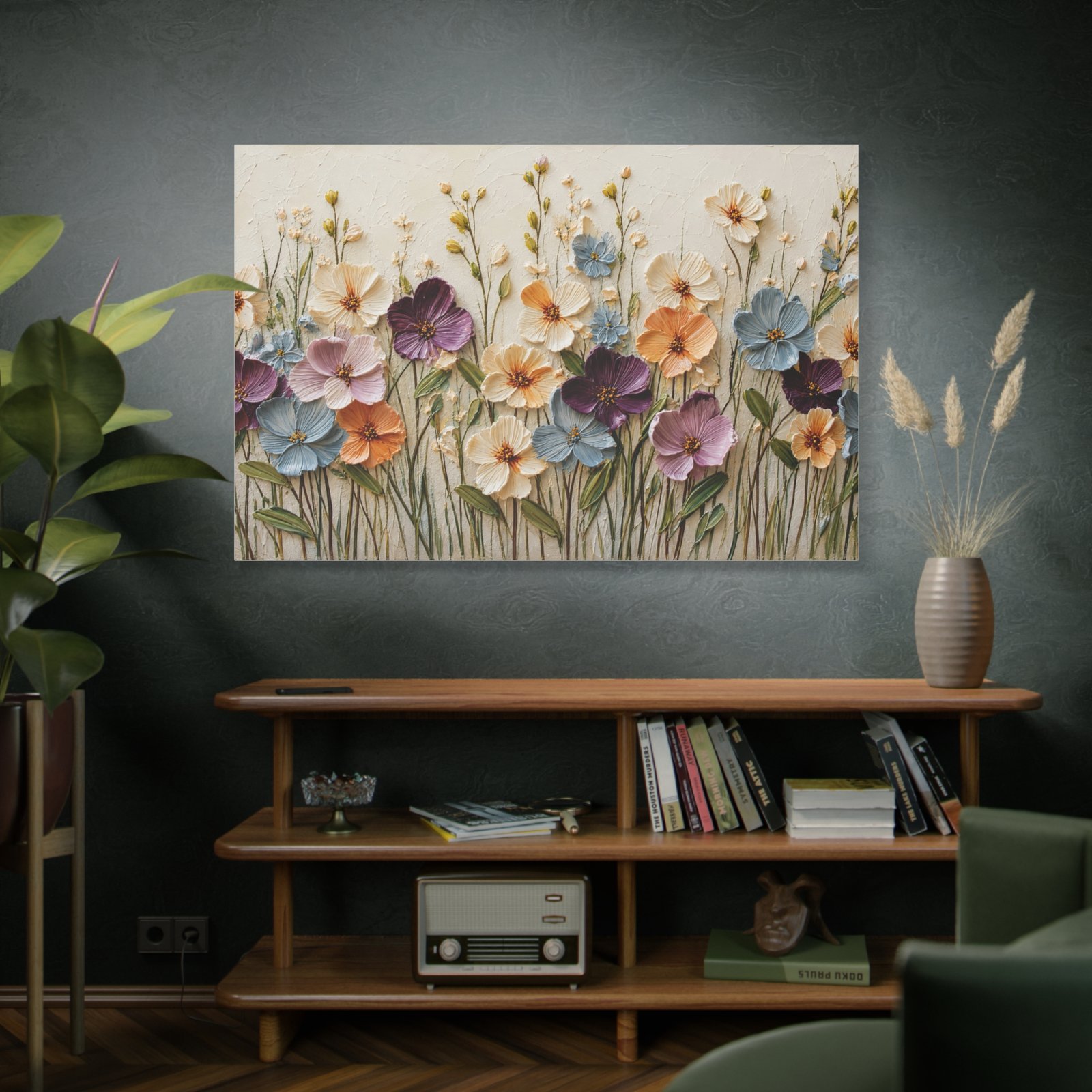 Pastel Wildflower Garden Canvas Print — Stretched Matte Floral Wall Art - Image 5