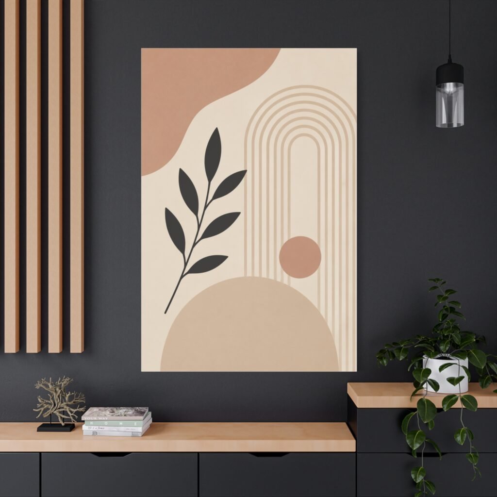 Abstract Botanical Canvas Wall Art — Neutral Boho Stretched Matte Print