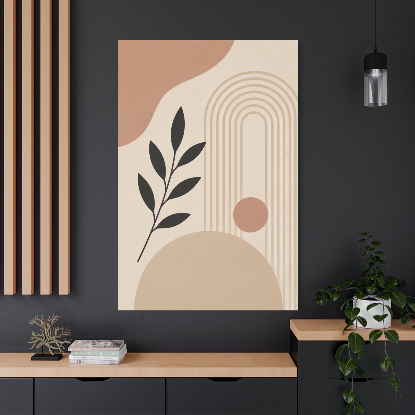 Abstract Botanical Canvas Wall Art — Neutral Boho Stretched Matte Print - Image 4