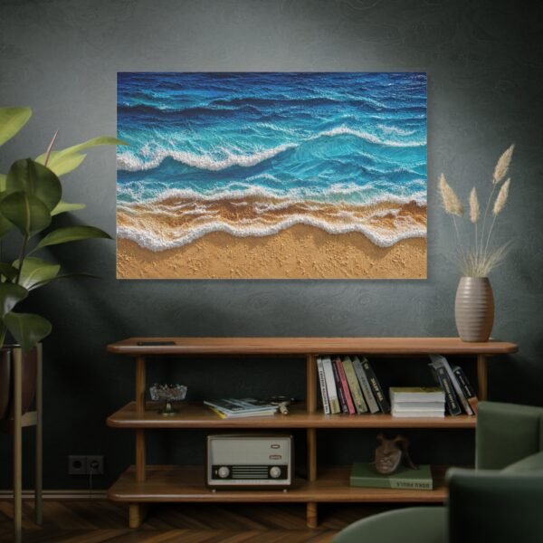 Ocean Waves Beach Canvas - Matte Stretched Wall Art - Image 5