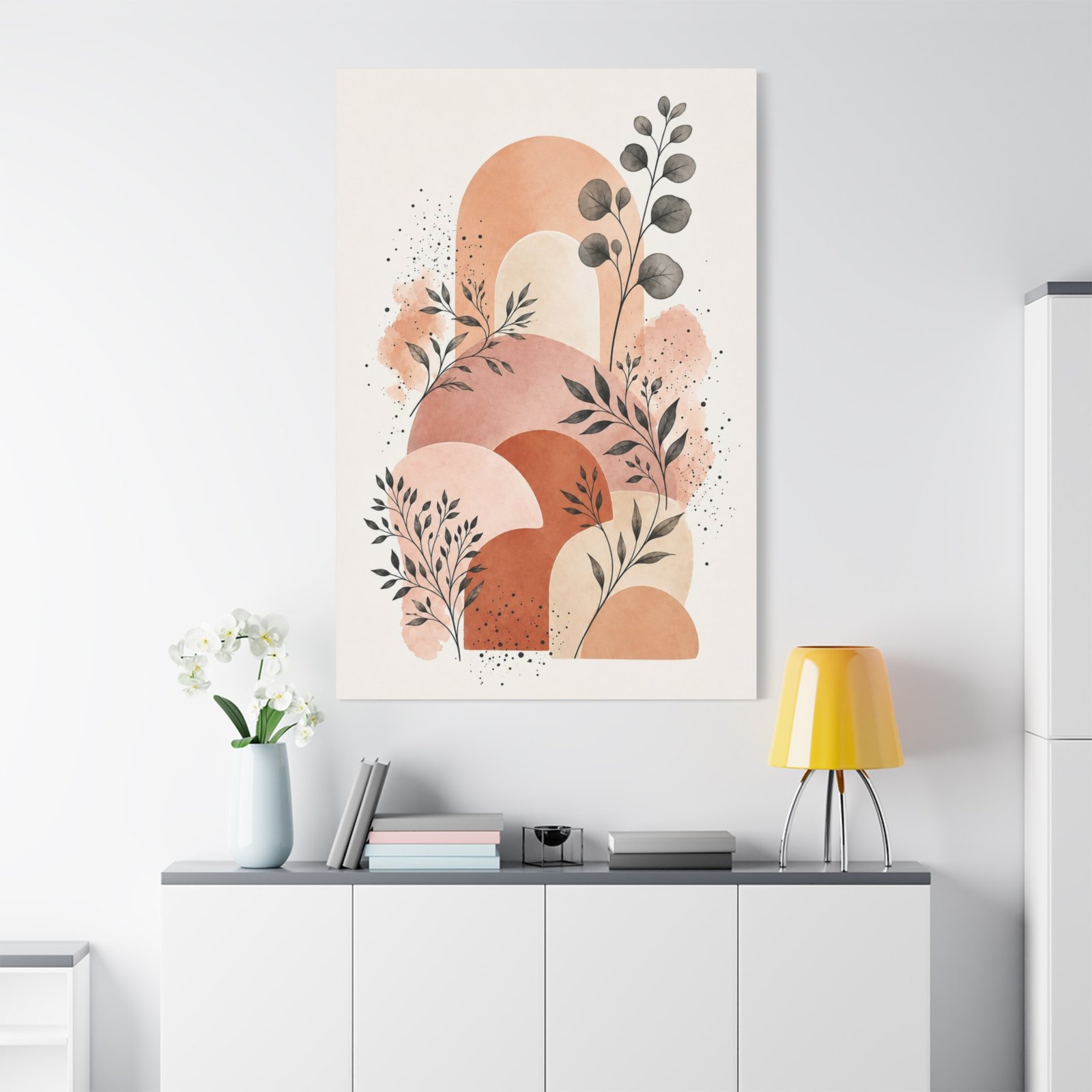 Abstract Terracotta Arch Botanical Canvas - Image 1