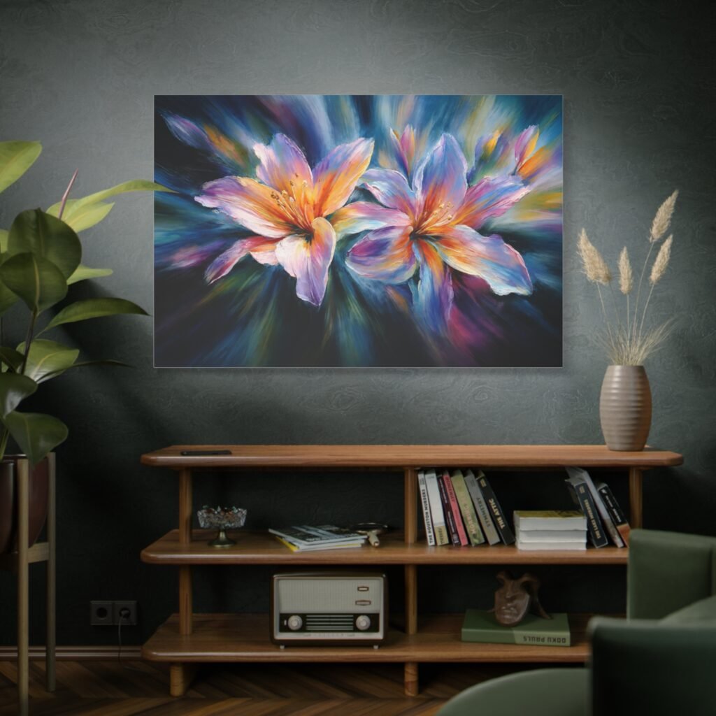 Floral Burst Matte Canvas Print — Colorful Lily Wall Art, Stretched 1.25"