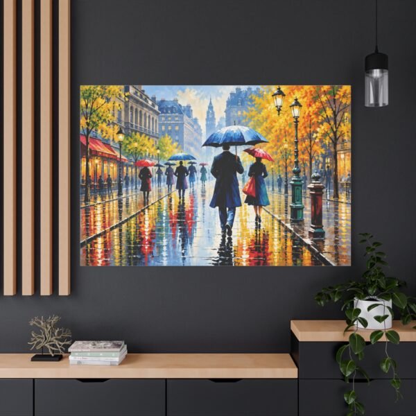 Rainy City Stroll Matte Canvas Wall Art — Stretched 1.25" - Image 4