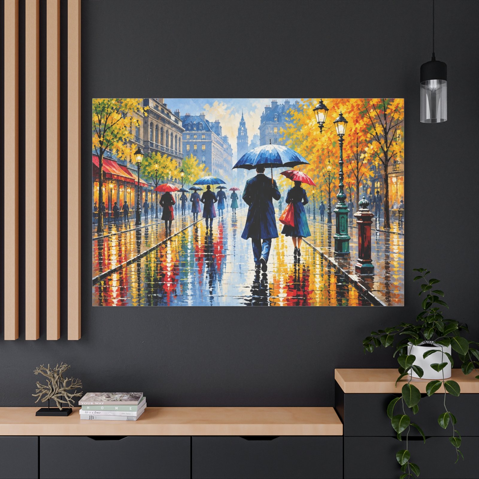 Rainy City Stroll Matte Canvas Wall Art — Stretched 1.25" - Image 4