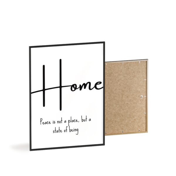 Home" Peace Is Not A Place" Framed Wall Poster — Minimalist Black & White Home Decor - Image 4