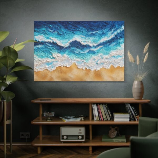 Coastal Waves Matte Canvas Wall Art — Stretched Beach Ocean Print - Image 5