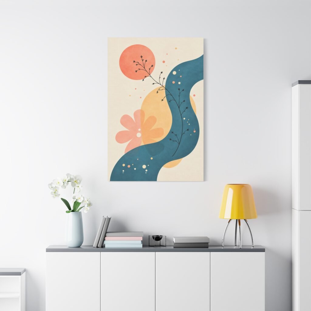 Abstract Floral River Matte Canvas Wall Art — Stretched 1.25"
