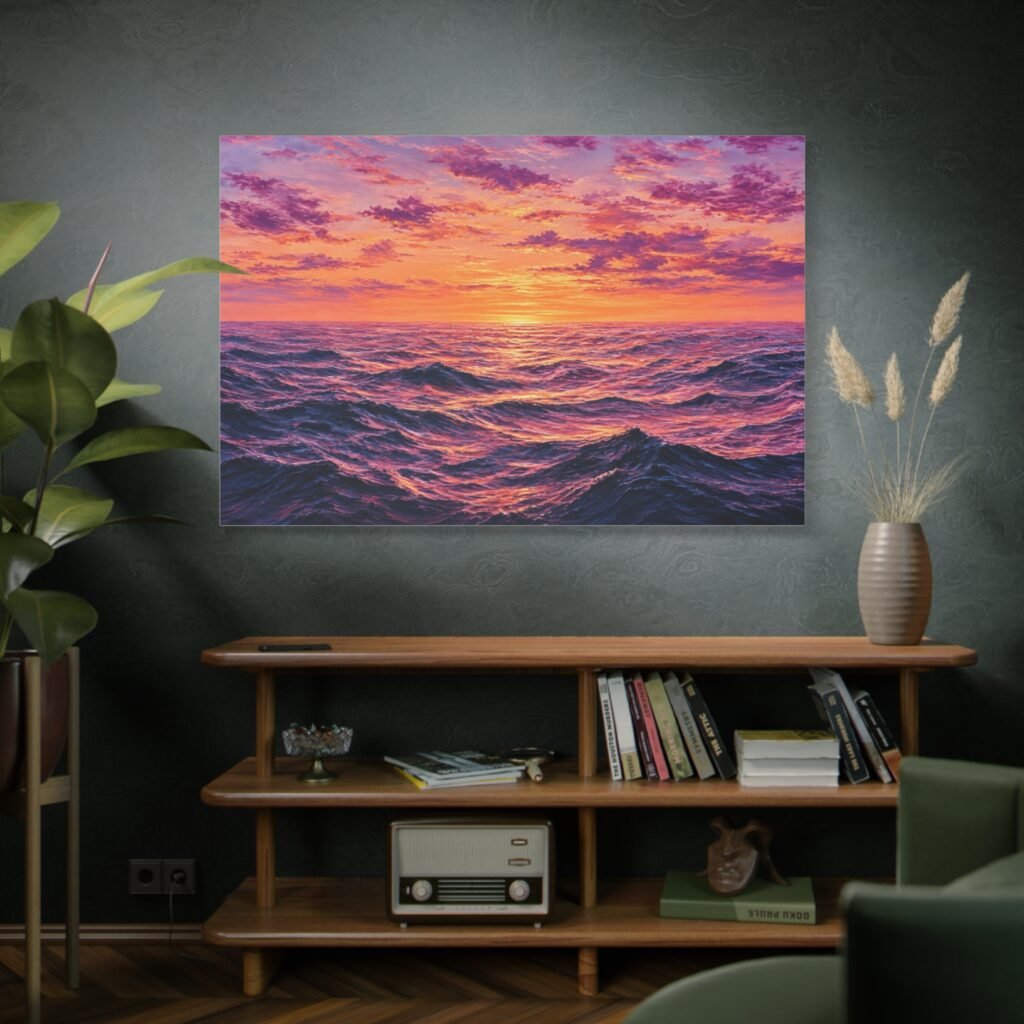 Sunset Ocean Canvas Print — Vibrant Seascape Wall Art