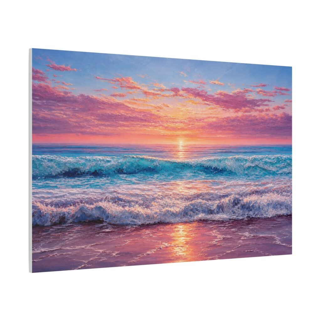 Sunset Ocean Canvas Print — Stretched Matte Seascape Wall Art