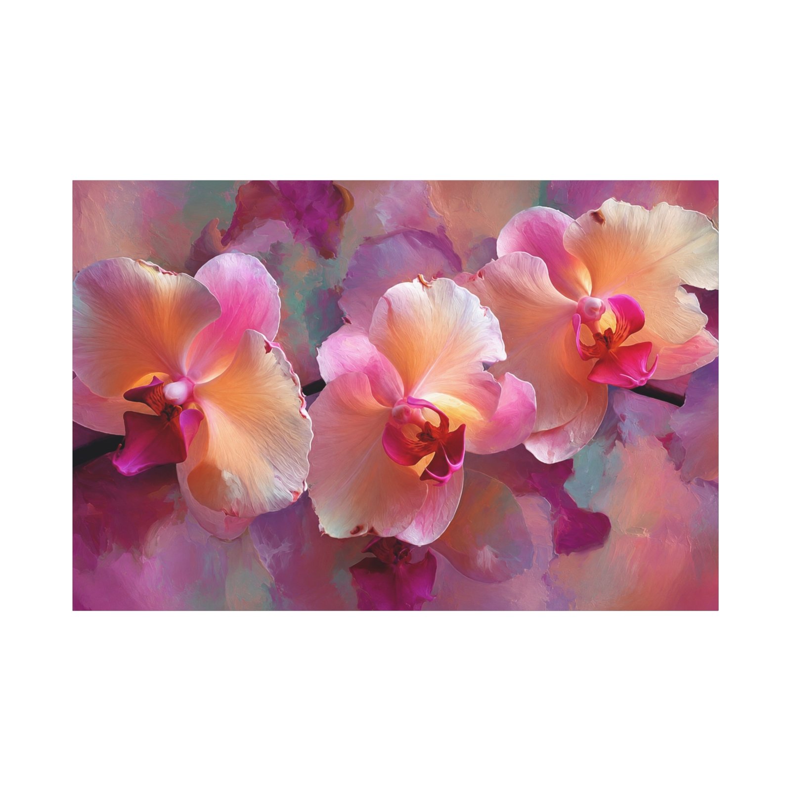 Orchid Bloom Matte Canvas Wall Art — Pink Peach Floral Stretched Canvas - Image 2