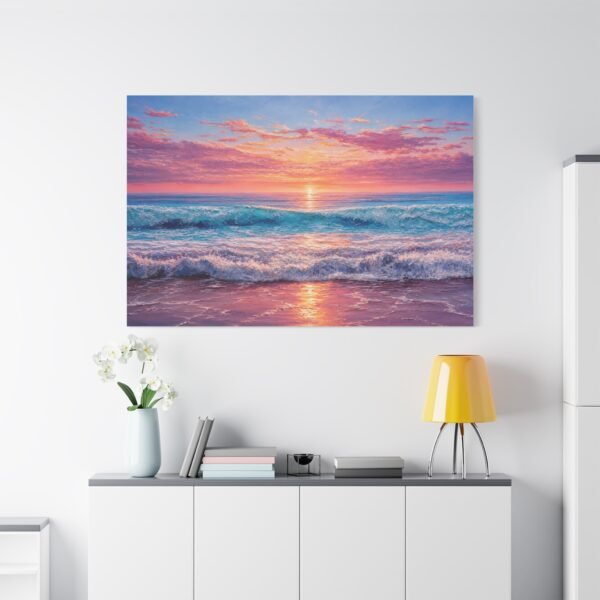 Sunset Ocean Canvas Print — Stretched Matte Seascape Wall Art - Image 3
