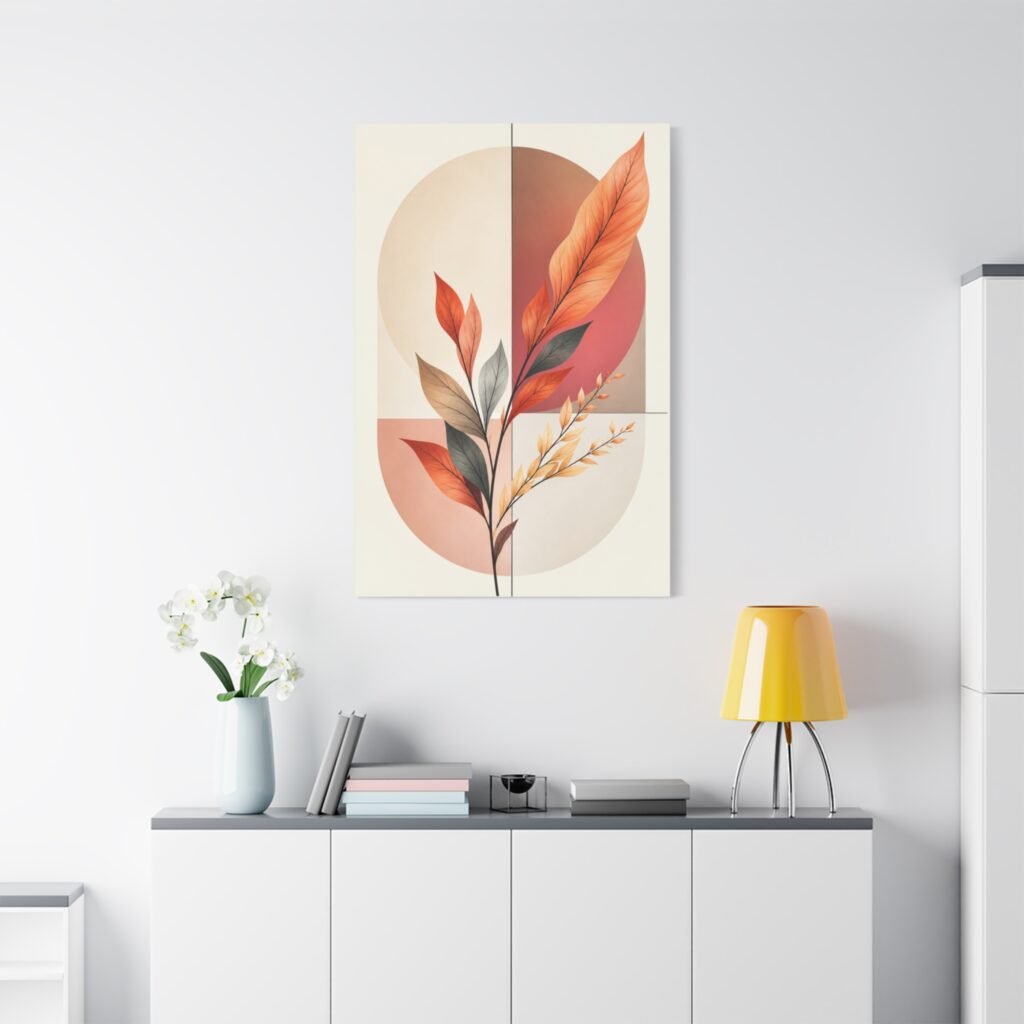Botanical Abstract Canvas Art - Warm Earth Tones Stretched Print