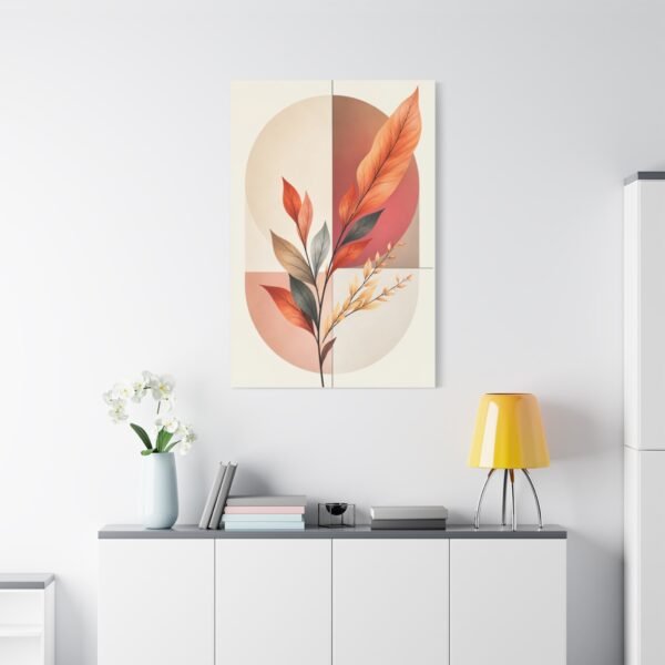 Botanical Abstract Canvas Art - Warm Earth Tones Stretched Print - Image 1