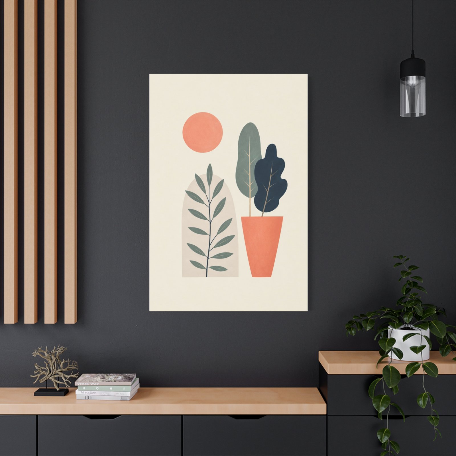 Modern Botanical Matte Canvas Wall Art – Abstract Plant Print - Image 4
