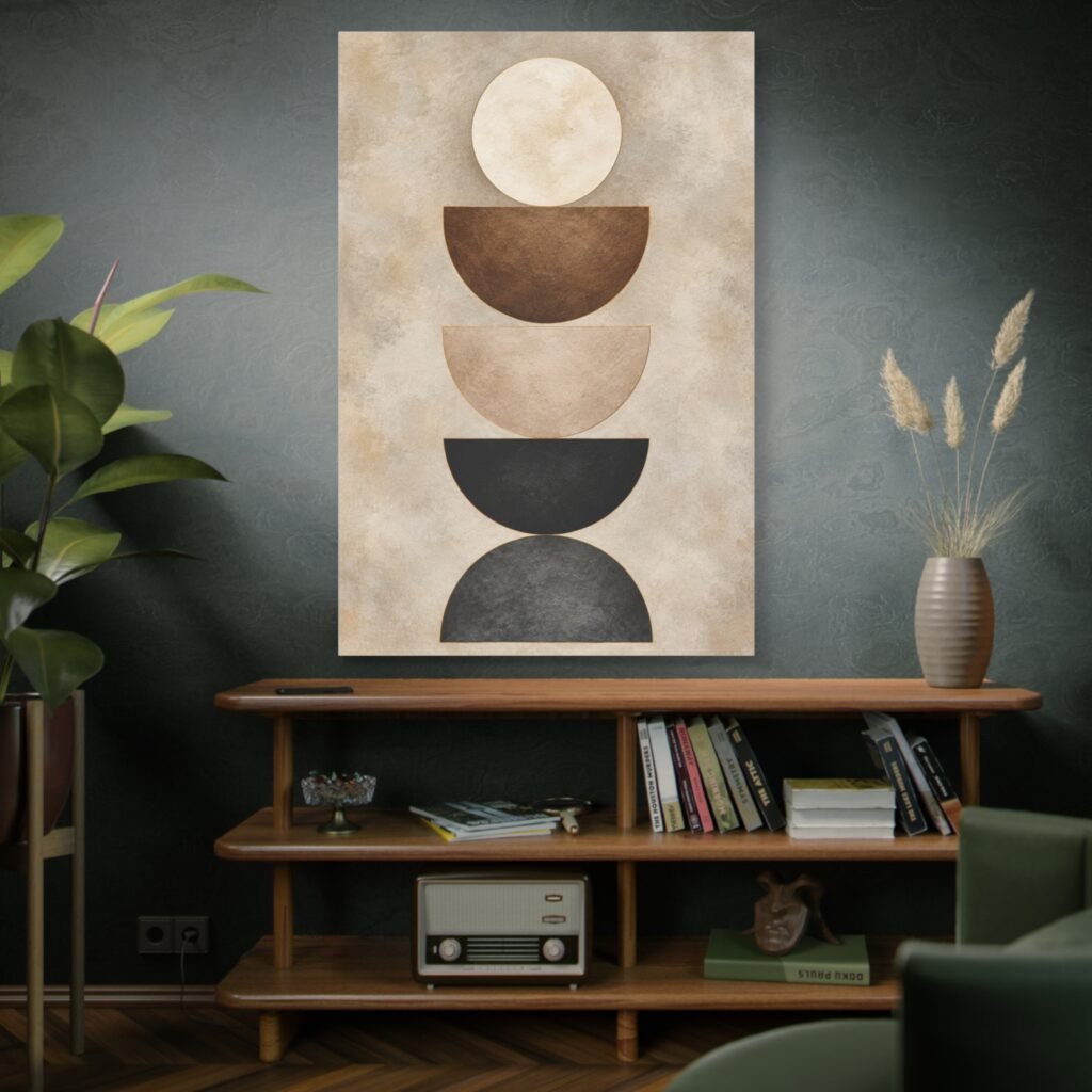 Abstract Stacked Semi-Circles Matte Canvas Wall Art — Neutral Boho Decor